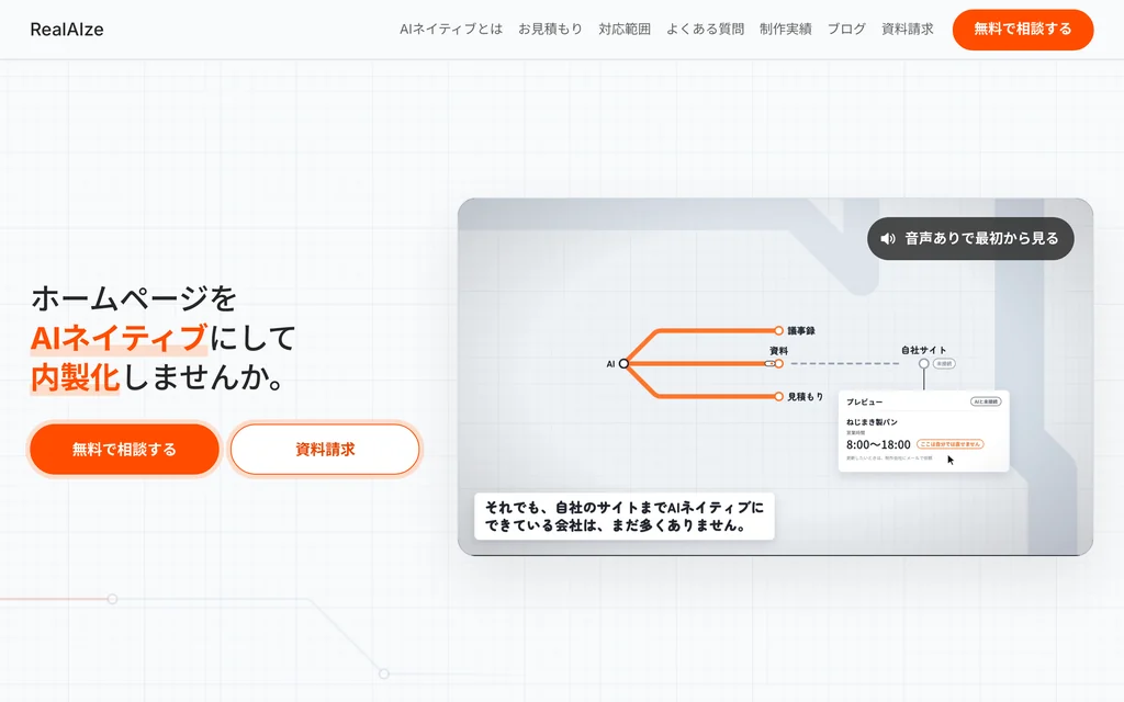 AIで更新できるHP制作のサービスサイト